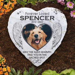 Que la chaleur du soleil vous trouve dans ce lieu sacré - Pierre commémorative personnalisée, pierre tombale pour animaux de compagnie - Télécharger une image, cadeau commémoratif, cadeau de condoléances