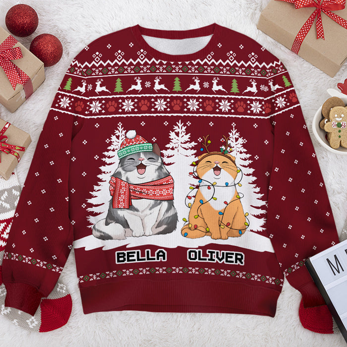Joyeux Noël, humain ! Sweat-shirt de Noël unisexe personnalisé, en laine, imprimé intégral ! Cadeau pour les amoureux des chats et des animaux.