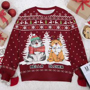 Joyeux Noël, humain ! Sweat-shirt de Noël unisexe personnalisé, en laine, imprimé intégral ! Cadeau pour les amoureux des chats et des animaux.