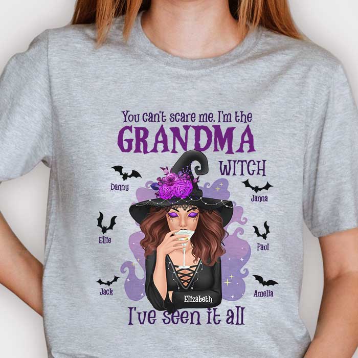Je suis la grand-mère sorcière, j'ai tout vu - T-shirt unisexe personnalisé, sweat à capuche, sweat-shirt - Cadeau pour sorcières, cadeau pour grand-mère, grands-parents, cadeau d'Halloween