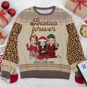 Besties Forever - Sweat-shirt personnalisé et moche - Pull unisexe en laine - Cadeau de Noël pour meilleures amies, meilleures amies, sœurs