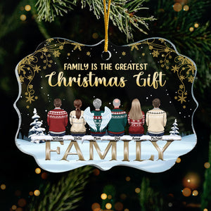 Le plus beau cadeau de Noël est la famille ! Décoration de Noël personnalisée en acrylique en forme de Benelux. Cadeau pour la famille, cadeau de Noël.