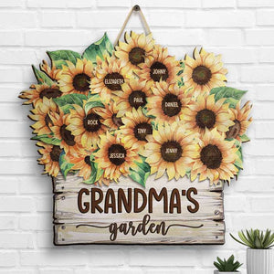 Le petit jardin de grand-mère - Panneau en bois personnalisé - Cadeau pour grand-mère et grands-parents
