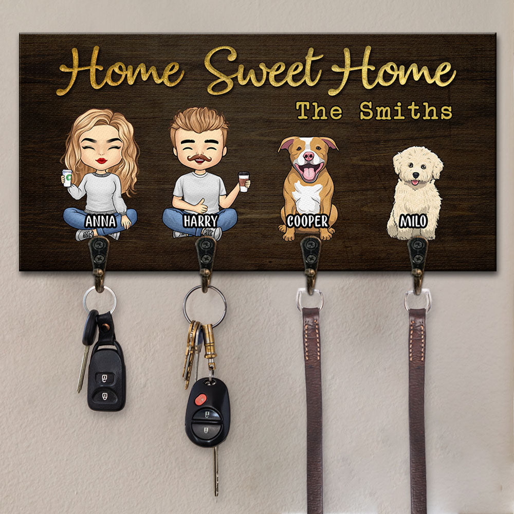 Notre famille, toi, moi et les chiens - Porte-clés personnalisé, porte-clés - Cadeaux d'anniversaire, cadeau pour couples, mari, femme, amoureux des chiens