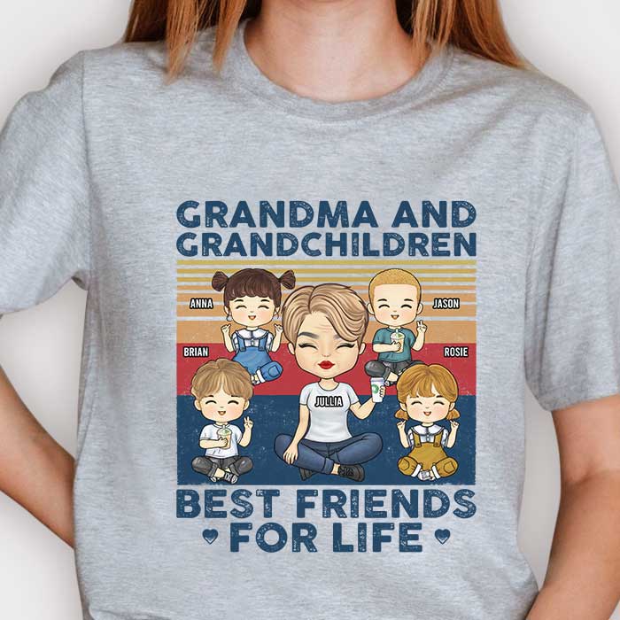 Grand-mère et petits-enfants, meilleurs amis pour la vie - T-shirt unisexe personnalisé, sweat à capuche, sweat-shirt - Cadeau pour grand-mère et grands-parents