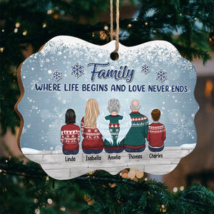 Famille où la vie commence et où l'amour ne finit jamais - Ornement personnalisé familial - Bois en forme de Benelux - Cadeau de Noël pour les membres de la famille