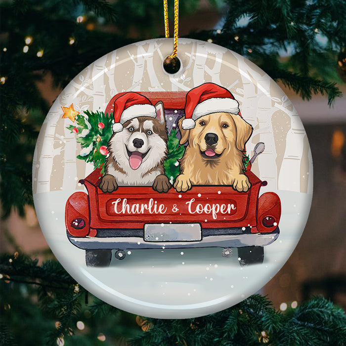 Livraison spéciale, beaucoup d'amour ! Décoration de Noël ronde personnalisée en céramique ! Cadeau pour les amoureux des animaux, cadeau de Noël
