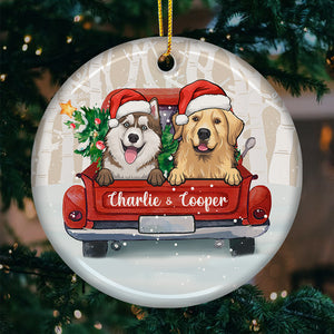 Livraison spéciale, beaucoup d'amour ! Décoration de Noël ronde personnalisée en céramique ! Cadeau pour les amoureux des animaux, cadeau de Noël