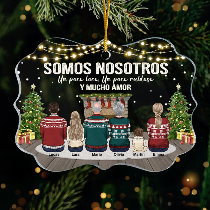 Somos Nosotros Un Poco Loco, Un Poco Ruidoso Y Mucho Amor - Ornement de Noël en acrylique personnalisé en forme de Benelux - Cadeau pour la famille, Cadeau de Noël