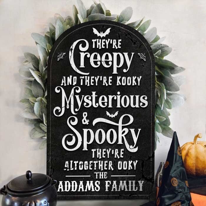 Ils sont tous ensemble Ooky - Panneau en bois personnalisé - Cadeau pour la famille, cadeau d'Halloween