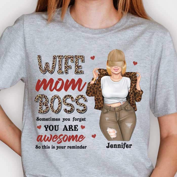 Femme, maman, patronne, parfois on oublie qu'on est géniale - Cadeau pour maman, t-shirt unisexe personnalisé, sweat à capuche