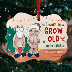 Je veux vieillir avec toi - Ornement personnalisé pour couple - Aluminium en forme de Benelux - Cadeau de Noël pour mari et femme, anniversaire
