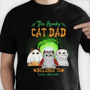 Cet amoureux des chats effrayants appartient à - T-shirt unisexe personnalisé, sweat à capuche, sweat-shirt - Cadeau pour sorcières, cadeau pour amoureux des animaux, cadeau d'Halloween