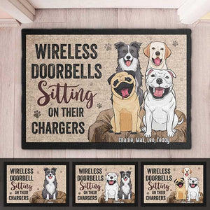 Wireless Doorbells Sitting On Their Chargers - Personalized Decorative Mat - Gift For Pet Lovers, Pet Owners, Pet Gift