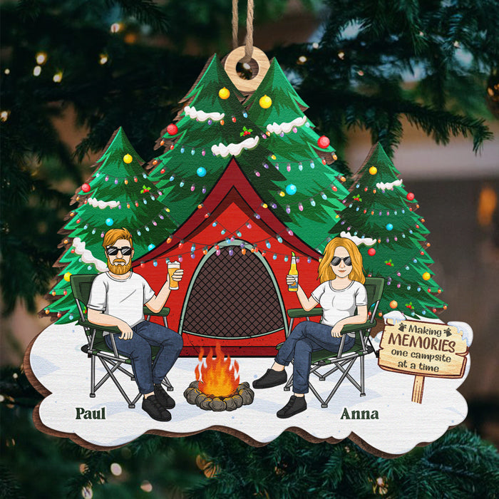 Couples de camping pour la vie - Décoration personnalisée pour couple - Bois de forme unique - Cadeau de Noël pour couple, anniversaire, amoureux du camping