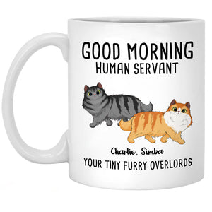 Good Morning Human Servant - Cat Personalized Custom Mug - Gift For Pet Owners, Pet Lovers