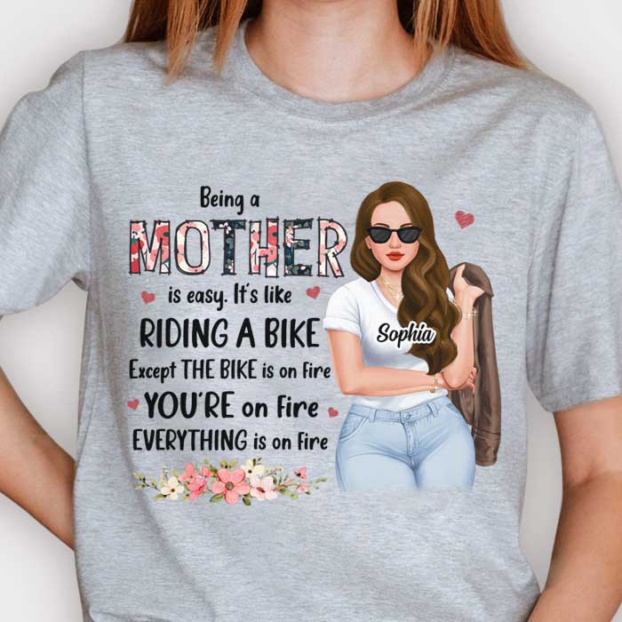 Être maman, c'est facile, c'est comme faire du vélo - Cadeau pour maman, grand-mère - T-shirt unisexe personnalisé, sweat à capuche