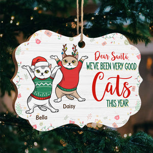 Cher Père Noël, nous avons été de bons chats cette année - Décoration de Noël en bois personnalisée en forme de Benelux - Cadeau pour les amoureux des animaux, cadeau de Noël