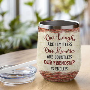 Nos rires sont sans limites - Verre à vin personnalisé Bestie - Cadeau de Noël pour meilleures amies, meilleures amies, sœurs 