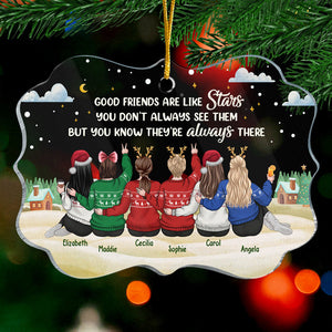 Les bons amis sont comme des étoiles - Décoration de Noël personnalisée en acrylique en forme de Benelux - Cadeau pour meilleure amie, meilleure amie, sœur, cadeau d'anniversaire pour meilleure amie et amie, cadeau de Noël