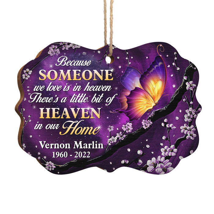 Il y a un peu de paradis dans notre maison - Ornement commémoratif personnalisé - Bois en forme de Benelux - Cadeau de condoléances, cadeau de Noël pour la famille