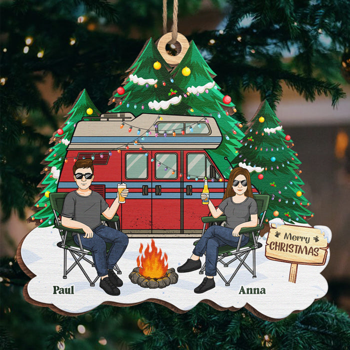 Couples de camping pour la vie - Décoration personnalisée pour couple - Bois de forme unique - Cadeau de Noël pour couple, anniversaire, amoureux du camping