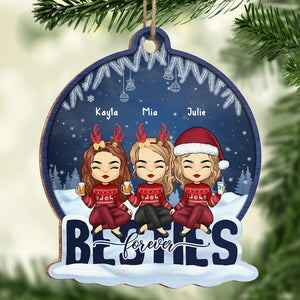 Nous sommes les meilleurs amis pour toujours - Ornement personnalisé Bestie - En forme de boule à neige en bois - Cadeau de Noël pour les meilleures amies, BFF, sœurs