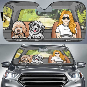 Road Trip avec chiens - Pare-soleil auto personnalisé - Cadeau pour les amoureux des animaux