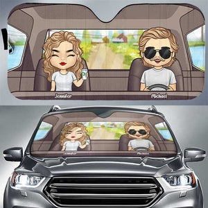 Couple au volant - Pare-soleil personnalisé pour voiture - Cadeau pour couple, mari et femme