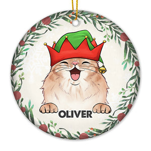 Joyeux Noël avec bébé en fourrure - Décoration personnalisée pour chien et chat - Forme ronde en céramique - Cadeau de Noël pour les propriétaires et les amoureux des animaux