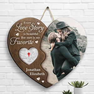 Notre histoire d'amour est ma préférée - Panneau en bois personnalisé - Cadeau pour couple, mari et femme