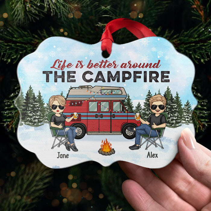 La vie est plus belle autour d'un feu de camp - Décoration personnalisée pour meilleure amie - En aluminium en forme de Benelux - Cadeau de Noël pour meilleures amies, meilleures amies, sœurs