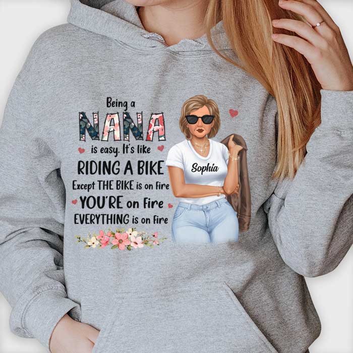 Être maman, c'est facile, c'est comme faire du vélo - Cadeau pour maman, grand-mère - T-shirt unisexe personnalisé, sweat à capuche