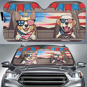 Joyeux 4 juillet, mon chien ! Pare-soleil de voiture personnalisé ! Cadeau pour les amoureux des animaux