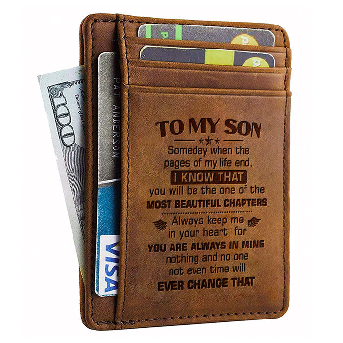 À mon fils, je te garde toujours dans mon cœur - Porte-cartes - À mon fils, cadeau pour fils, cadeau pour fils de papa et maman, cadeau d'anniversaire pour fils, cadeau de Noël
