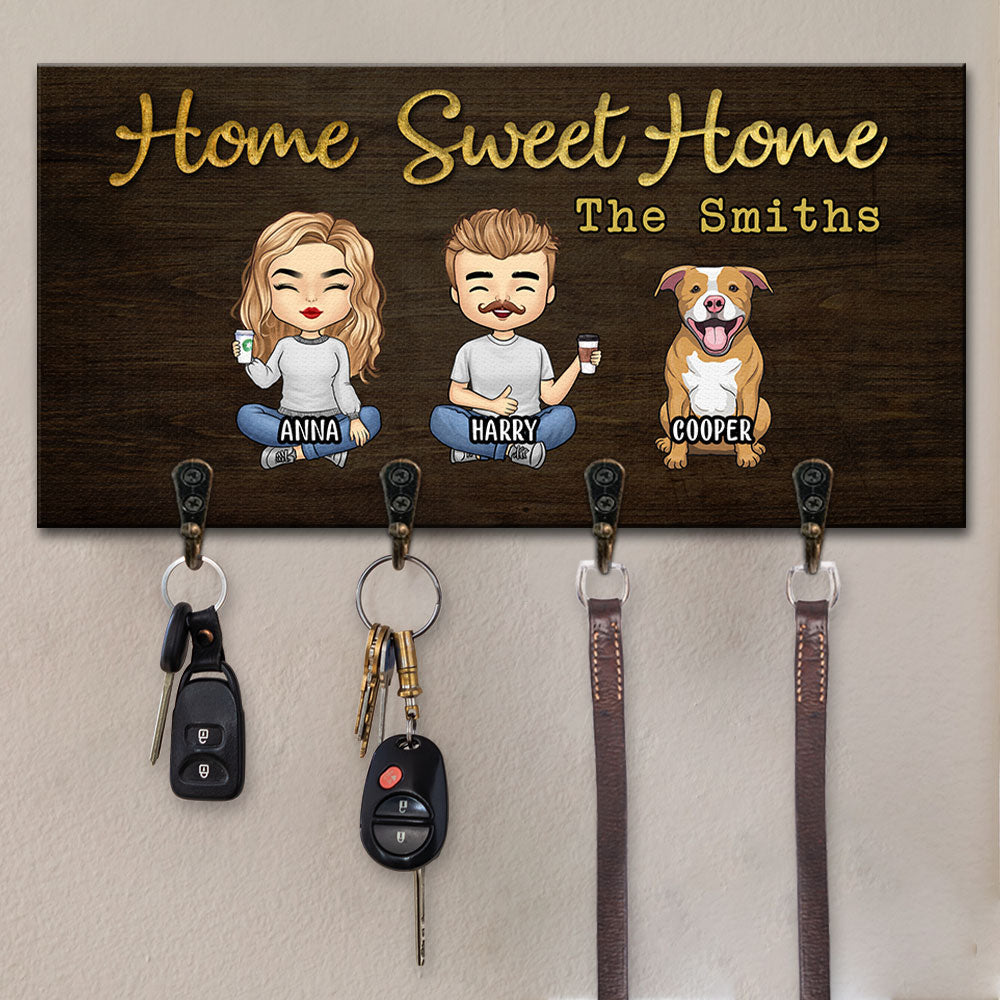 Notre famille, toi, moi et les chiens - Porte-clés personnalisé, porte-clés - Cadeaux d'anniversaire, cadeau pour couples, mari, femme, amoureux des chiens