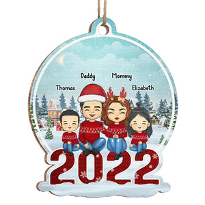 Noël, c'est la famille ! Décoration personnalisée pour la famille ! Boule à neige en bois ! Cadeau de Noël pour les membres de la famille