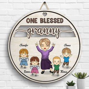 One Blessed Grandma - Personalized Shaped Wood Sign - Gift For Grandma, Grandparents