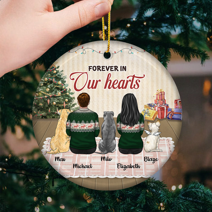 Pour toujours dans nos cœurs, pour toujours aimé - Décoration de Noël ronde personnalisée en céramique - Cadeau commémoratif, cadeau de condoléances, cadeau de Noël