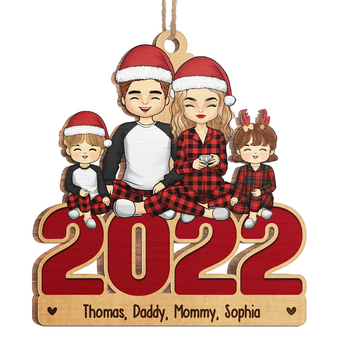 Noël en famille 2022 : créez des souvenirs ensemble ! Décoration personnalisée pour la famille ! Forme unique en bois ! Cadeau de Noël pour les membres de la famille