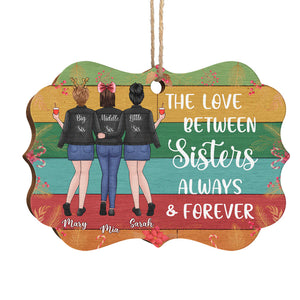 L'amour entre sœurs pour toujours et à jamais - Décoration de Noël en bois personnalisée en forme de Benelux - Cadeau pour meilleure amie, meilleure amie, sœur, cadeau d'anniversaire pour meilleure amie et amie, cadeau de Noël