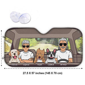 Road trip avec chiens - Pare-soleil auto personnalisé - Cadeau pour couple, mari et femme