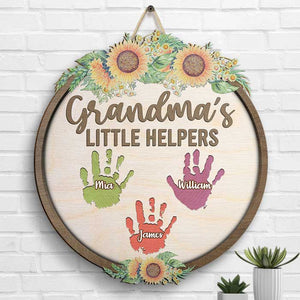 Les petits assistants de grand-mère - Panneau en bois personnalisé - Cadeau pour grand-mère et grands-parents