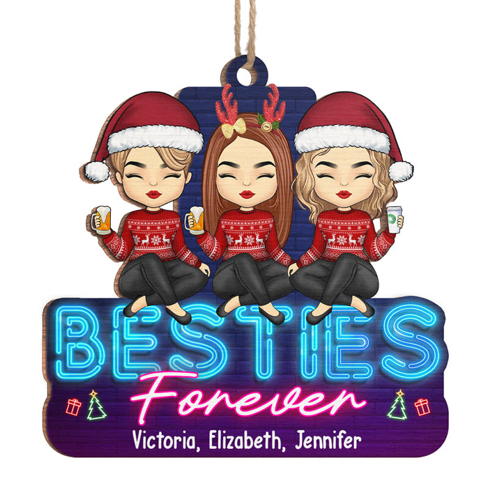Meilleure amie pour toujours et à jamais - Ornement personnalisé pour meilleure amie - Forme unique en bois - Cadeau de Noël pour meilleures amies, meilleures amies, sœurs