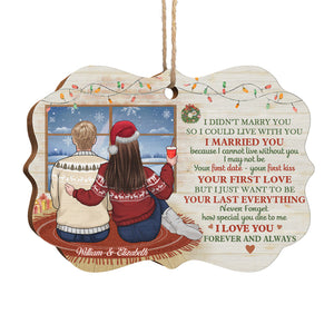 Je ne t'ai pas épousé pour pouvoir vivre avec toi - Décoration de Noël en bois personnalisée en forme de Benelux - Cadeau pour couple, mari, femme, anniversaire, fiançailles, mariage, cadeau de mariage, cadeau de Noël
