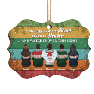 Un grand morceau de mon cœur vit au paradis et veille sur cette maison - Décoration de Noël en bois personnalisée en forme de Benelux - Cadeau commémoratif, cadeau de condoléances, cadeau de Noël