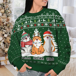 Joyeux Noël, humain ! Sweat-shirt de Noël unisexe personnalisé, en laine, imprimé intégral ! Cadeau pour les amoureux des chats et des animaux.