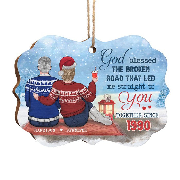 La route brisée qui m'a conduit droit à toi - Décoration de Noël en bois personnalisée en forme de Benelux - Cadeau pour couple, mari et femme, anniversaire, fiançailles, mariage, cadeau de mariage, cadeau de Noël