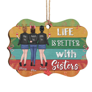 La vie est meilleure avec des sœurs - Décoration de Noël en bois personnalisée en forme de Benelux - Cadeau pour meilleure amie, meilleure amie, sœur, cadeau d'anniversaire pour meilleure amie et amie, cadeau de Noël