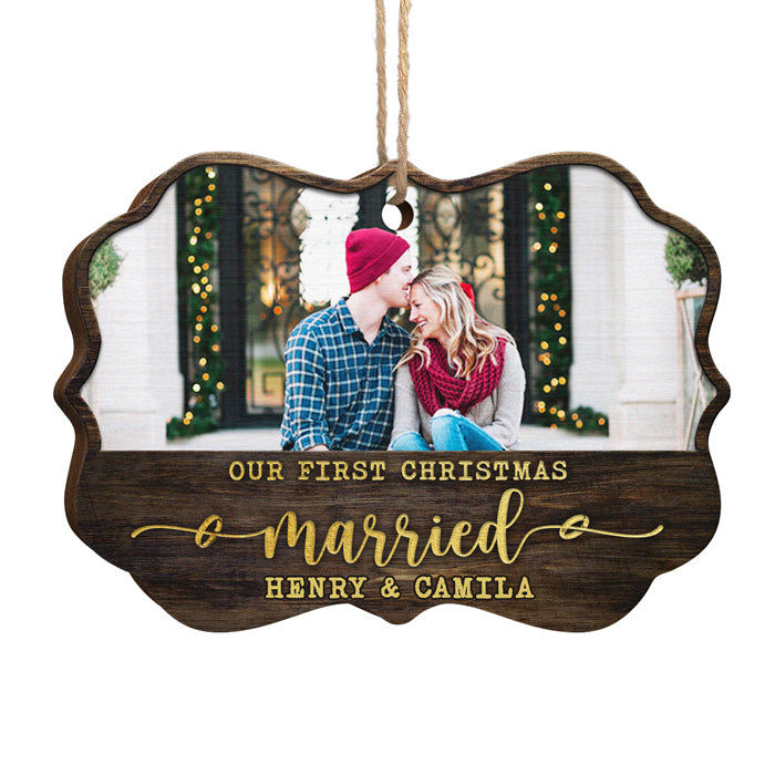 Notre premier Noël - Décoration de Noël personnalisée en bois avec photo en forme de Benelux - Télécharger une image, cadeau pour couple, mari et femme, anniversaire, fiançailles, mariage, cadeau de mariage, cadeau de Noël